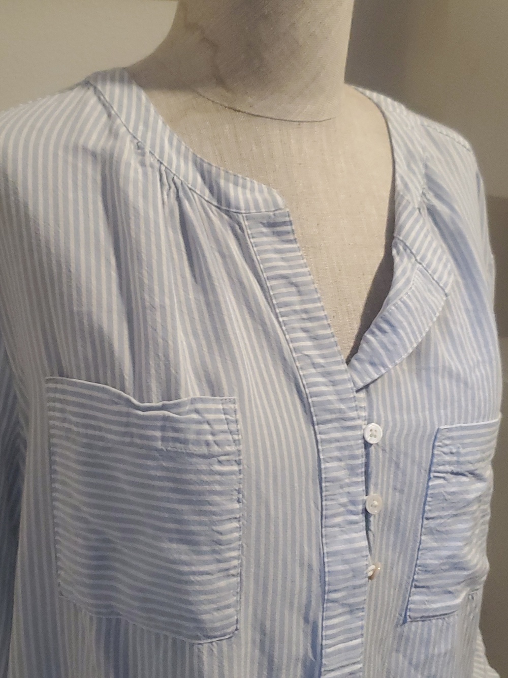 Westbound,  Light Blue & White Striped Pullover Shirtwes, Size L - Picture 5 of 8